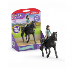 Schleich Horse Club 42712 Лиза и Шторм, Игровая фигурка  девочка-наездница с лошадью, подвижная фигурка, набор из 6 элементов, для детей от 5 лет