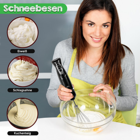 KESSMANN Schafer KESSMANN Schafer Stabmixer Set mit Purierbecher Zerkleinerer  Schneebeesen 5Tlg Edelstahl Mixer, 600,00 W, Elektrischer Smoothie Maker Handmixer Ruhrstab Milchshake Blender  Набор ручных блендеров KESSMANN Schafer с чашкой Purier, венчик-