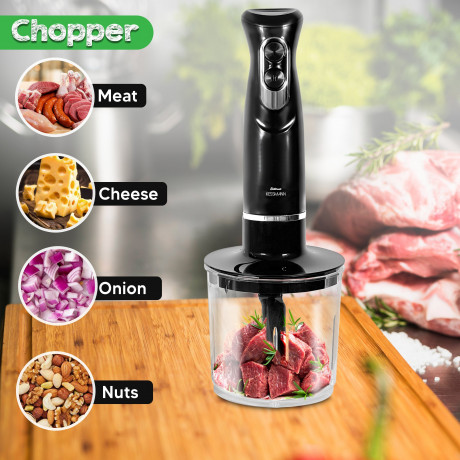 KESSMANN Schafer KESSMANN Schafer Stabmixer Set mit Purierbecher Zerkleinerer  Schneebeesen 5Tlg Edelstahl Mixer, 600,00 W, Elektrischer Smoothie Maker Handmixer Ruhrstab Milchshake Blender  Набор ручных блендеров KESSMANN Schafer с чашкой Purier, венчик-