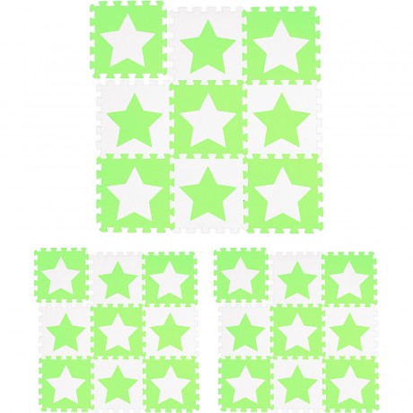 relaxdays 27 x Puzzlematte Sterne weiss-grun 27 x коврик-пазл звезды бело-зеленый