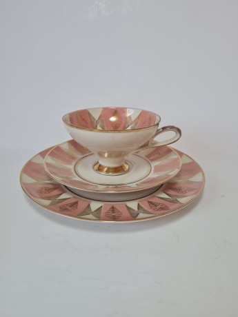 Winterling Чайное трио "Розовые узоры и позолота", Германия, 1960-70гг.
