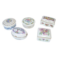 PORCELAINE FINE DE Limoges Коллекционные фарфоровые шкатулки, 5,5 см, 5 штук, Франция, 1960-70гг.