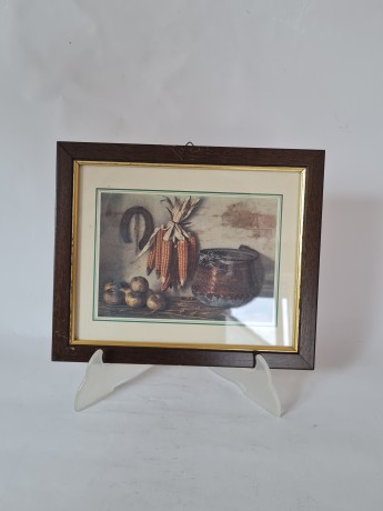 Картина винтажная, репродукция, Centro Arte "Початки кукурузы", 20 х 24 см, Италия, 1960-70гг.