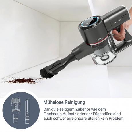 KLAMER KLAMER Akku-Hand-und Stielstaubsauger KLAMER Akku-Staubsauger, 420 Watt Kabelloser, Flexibler Handstaubsaug…  Беспроводной ручной и стержневой пылесос KLAMER Беспроводной пылесос KLAMER, беспроводной, гибкий ручной пылесос мощностью 420 Вт…
