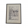 Картина винтажная в черно-белых тонах "г. Неккарштайнах" O.W.Pfilze, 31 x 41 см, Германия, 1960-70гг.