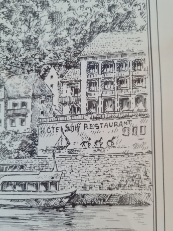 Картина винтажная в черно-белых тонах "г. Неккарштайнах" O.W.Pfilze, 31 x 41 см, Германия, 1960-70гг.