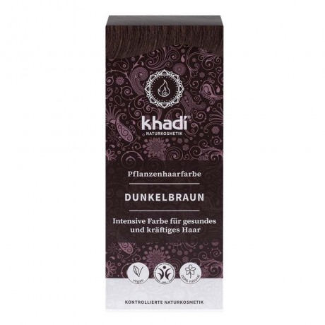 Khadi Naturkosmetik Pflanzenhaarfarben Dunkelbraun 100g  Травяная краска для волос Темно-русый 100г
