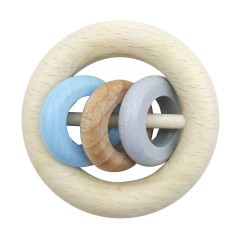 HESS Babyspielzeug Rundrassel mit 3 Ringen blau Детская игрушка круглая погремушка с 3 кольцами синяя