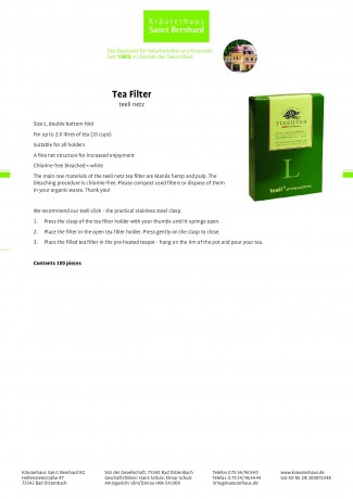 Krauterhaus Sanct Bernhardt Tea Filter на an aromatic Tea Enjoyment 100 item
