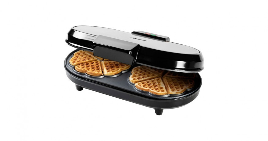 Bestron Bestron Doppel-Waffeleisen ADWM730S fur Herzwaffeln edelstahl/schwarz, 1.200 Watt edelstahl/schwarz Двойная вафельница Bestron ADWM730S для вафель-сердечек, нержавеющая сталь/черный, 1200 Вт