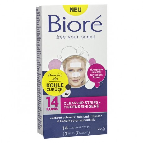 Biore Clear-up Strips tiefenreinigend Очищающие пластинки Глубокое очищение для лица и носа 14 шт.