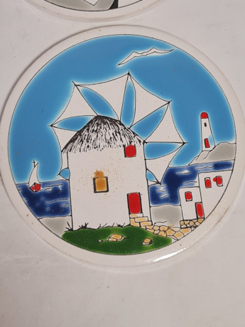 Набор декоративных винтажных тарелок Ceramics Greece, 6 шт., ручная работа, Греция. 1970-80гг.