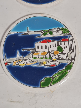 Набор декоративных винтажных тарелок Ceramics Greece, 6 шт., ручная работа, Греция. 1970-80гг.