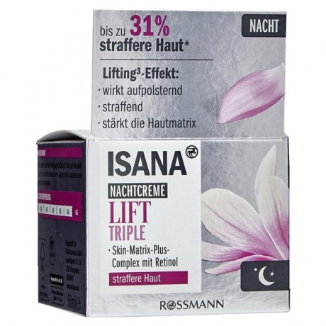 Isana Triple Lift Nachtcreme Ночной крем для лица Тройной лифтинг эффект для ороговевшей кожи 50 г