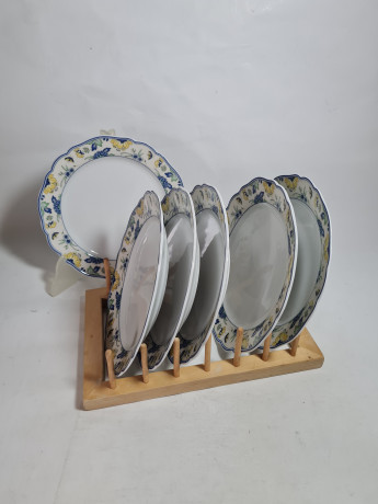 Тарелка винтажная Hutschenreuther с ботаническим принтом, фарфор, 6 шт., 19 см, Германия, 1970-80гг.