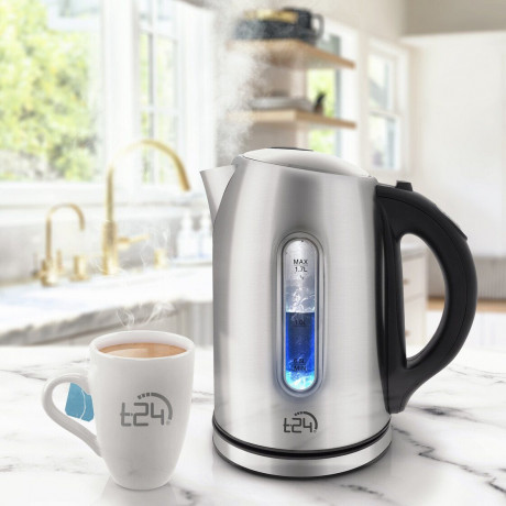 T24 T24 Wasserkocher T24 Wasserkocher 2200W Teekocher Edelstahl 1,7L Kabellos LED, 1,7 l, 2200 W, 360° Schwenksocke  Ergonomischer Griff  LED-Beleuchtung  Temperaturauswahl  Uberhitzungsschutz  Warmhaltefunktion  Чайник T24 Чайник T24 Чайник 2200 Вт, нерж