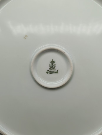 Блюдо винтажное H&G Selb / Heinrich Bavaria с ручками, розовые цветы, фарфор, 29 см, Германия, 1960-70гг.