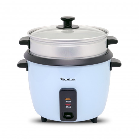 TurboTronic by Z-Line TurboTronic by Z-Line Reiskocher 1 Liter mit Dampfgareinsatz aus Edelstahl PLASTIKFREI, 400 W, mini Design Dampfgarer kleiner Reistopf Milchreis Cooker blau Рисоварка TurboTronic от Z-Line 1 литр с пароваркой из нержавеющей стали БЕЗ