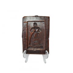 Панно винтажное рельефное RR в коричневых тонах "Дама в платье", дерево, 15,5 x 11 x 1,5 см, Германия, 1960-70гг.