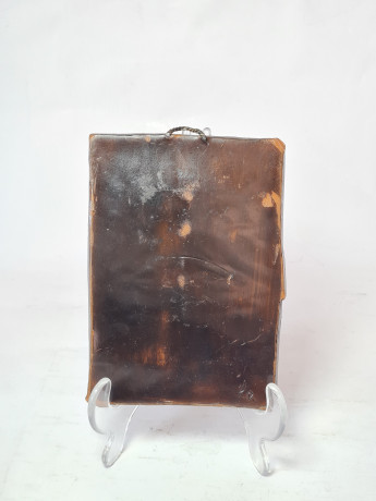 Панно винтажное рельефное RR в коричневых тонах "Дама в платье", дерево, 15,5 x 11 x 1,5 см, Германия, 1960-70гг.