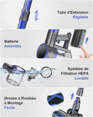 VAKYOU VAKYOU Akku-Hand-und Stielstaubsauger, 450,00 W, Beutellos, 450W 33KPA Stabstaubsauger mit automatischer Stauberkennung grosses  Беспроводной ручной и стержневой пылесос VAKYOU, 450,00 Вт, без мешка, 450 Вт, 33 кПа, стержневой пылесос с автоматичес
