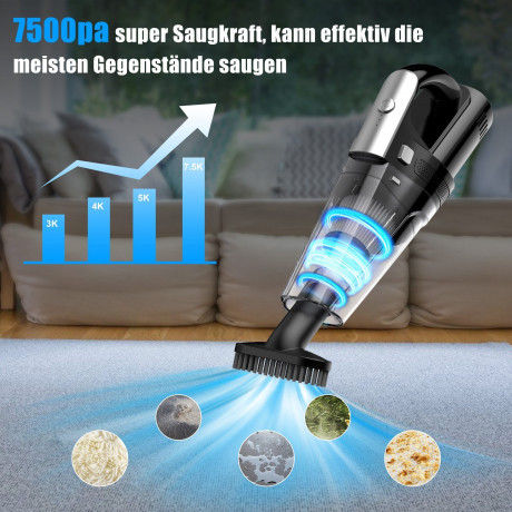 OKWISH OKWISH Akku-Handstaubsauger Handstaubsauger Autostaubsauger Staubsauger Bodenstaubsauger Kabellos, 100,00 W, Beutellos, 3 in 1 7500Pa 6000mA-Akku Wohnungen Auto + Licht Aufbewahrungstasche  OKWISH беспроводной ручной пылесос, ручной пылесос, автомо