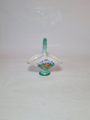 Конфетница декоративная винтажная, бело-светло-зеленый фарфор с изображением. г. Шварцвальд, 10,5 x 6,5 x 11 см, Германия, 1960-70гг.