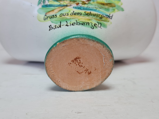 Конфетница декоративная винтажная, бело-светло-зеленый фарфор с изображением. г. Шварцвальд, 10,5 x 6,5 x 11 см, Германия, 1960-70гг.