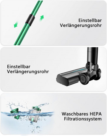 Micol Micol Akku-Hand-und Stielstaubsauger Ideal fur Hartboden, Teppiche, Tierhaare, 250,00 W, beutellos, LED-Display, Anti-Tangle-Burste, 6-in-1 fur Boden Teppiche Tierhaare  Беспроводной ручной пылесос Micol, идеально подходит для твердых полов, ковров,