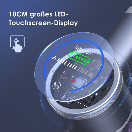 oyajia Akku-Stielstaubsauger kabellos 6in1 mit O10cm LED Touchscreen Akkusauger, 255,00 W, beutellos, 50Min. Laufzeit fur Hartboden, Teppich, Tierhaare  Беспроводной пылесос oyajia с ручкой, беспроводной пылесос 6-в-1 со светодиодным сенсорным экраном диа