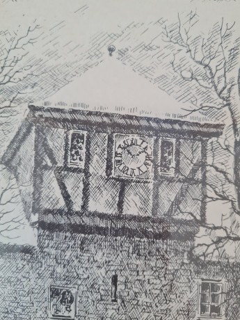 Картина винтажная в черно-белых тонах "Крепость Дильсберг" O.W.Pfilze, 31 x 41 см, Германия, 1960-70гг.