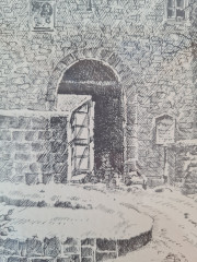 Картина винтажная в черно-белых тонах "Крепость Дильсберг" O.W.Pfilze, 31 x 41 см, Германия, 1960-70гг.