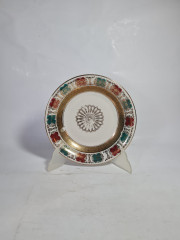 Тарелка винтажная Z&amp;Co Tirschenreuther Bavaria, белый фарфор с бирюзово-красным и золотым декором, 20,5 x 3 см, Германия, 1960-70гг.