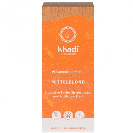 Khadi Naturkosmetik Pflanzenhaarfarben Mittelblond 100g  Травяная краска для волос средний блонд 100г