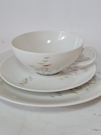 Чайное трио винтажное Thomas с цветными мазками, фарфор, Германия, 1960-70гг.