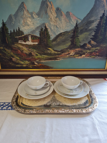 Чайное трио винтажное Thomas с цветными мазками, фарфор, Германия, 1960-70гг.