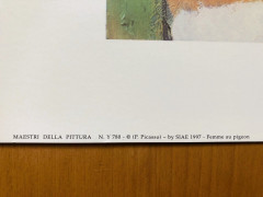 Картина винтажная Pablo Picasso "Ребенок с голубем (1901)", 45 x 55 см, Германия, 1997г.