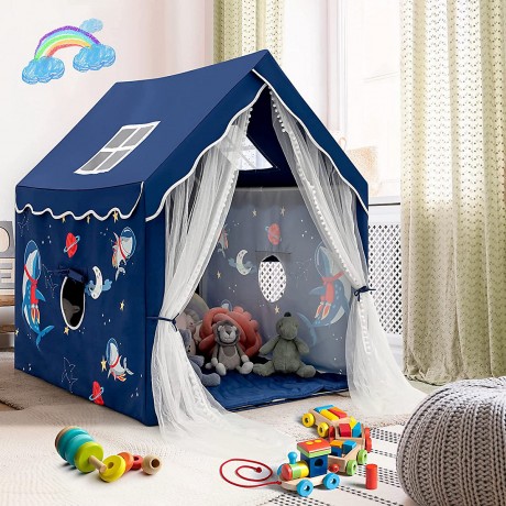 COSTWAY® Spielzelt Spielhaus mit Vorhang  Matte fur 2-4 Kinder Игровая палатка с ковриком для штор для 2-4 детей.