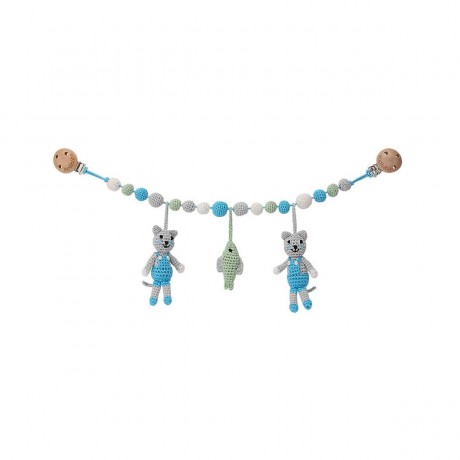 SindiBaba® Kinderwagenkette Katze KITTY gehakelt mit Rasseln Коляска-цепочка кот КИТТИ связана крючком с погремушками