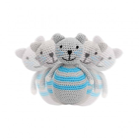 SindiBaba® Baby-Stehaufmannchen Katze KITTY gehakelt mit Glockchen Поп-ап кошечка КИТТИ связана крючком с колокольчиком