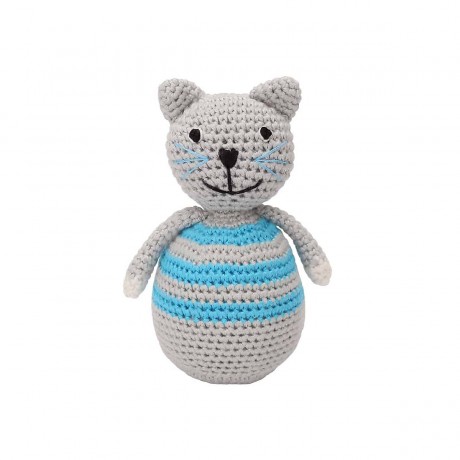 SindiBaba® Baby-Stehaufmannchen Katze KITTY gehakelt mit Glockchen Поп-ап кошечка КИТТИ связана крючком с колокольчиком