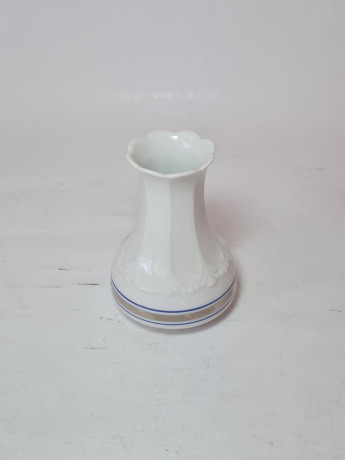 Ваза винтажная Mitterteich Bavaria с серебристой / синей полосой, фарфор, 11 см, Германия, 1960-70гг.