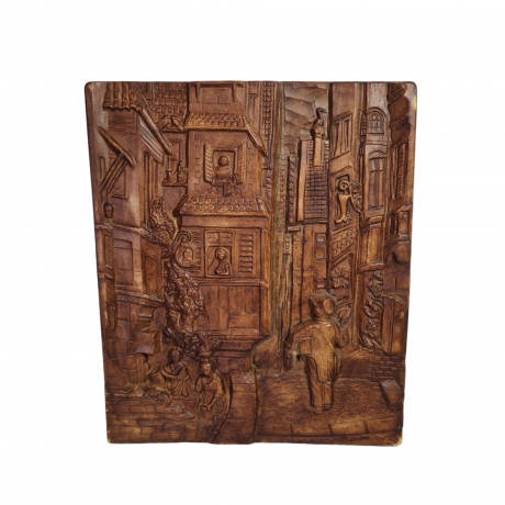 Панно винтажное "Почтальон в переулке", объемное декорирование, 31 х 26 см, Германия, 1960-70гг.