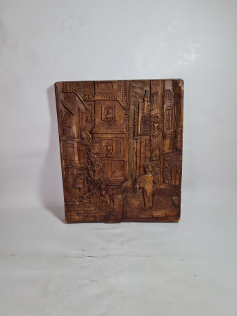 Панно винтажное "Почтальон в переулке", объемное декорирование, 31 х 26 см, Германия, 1960-70гг.