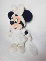 Игрушка мягкая винтажная Minney Maus с теннисной ракеткой в белом платье, 33 см, Германия, 1980-90гг.
