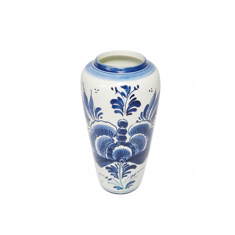 Ваза винтажная среднего размера Delft Holland "Синие цветы", дельфтский фарфор, 17,5 см, Голландия, 1960-70гг.