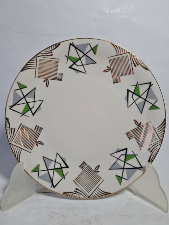 Чайное трио винтажное Johann Seltmann Vohenstraub Bavaria с геометричным декором, фарфор, Германия, 1960-70гг.