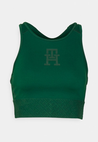 Tommy Hilfiger MID INTENSITY MONOGRAM TAPE Medium support sports bra prep green MID INTENSITY MONOGRAM TAPE Спортивный бюстгальтер со средней поддержкой подготовка зеленый