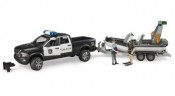 Bruder 02507 RAM 2500 Polizei Pickup mit Licht und Sound Anhanger Boot und 2 Figuren 02507 Полицейский пикап RAM 2500 со световым и звуковым прицепом