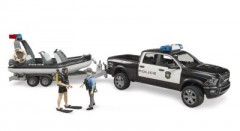 Bruder 02507 RAM 2500 Polizei Pickup mit Licht und Sound Anhanger Boot und 2 Figuren 02507 Полицейский пикап RAM 2500 со световым и звуковым прицепом